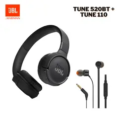 JBL - Combo Especial Tune 110 Cable + Tune 520BT Hasta 57 Hrs -Negro