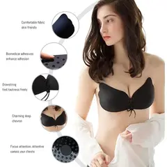 GENERICO - Brasier Sosten Mariposa Adhesivo con Ajustador Push Up Copa C