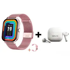 LENOVO - Audífonos Bluetooth LP40 y Reloj Inteligente Y13 - Rosa