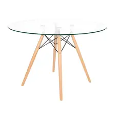 OFIDEAS - Mesa de Comedor Circular Eames Vidrio 100 cm