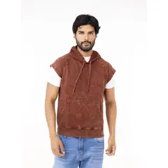 NEW YORK STARS - HMusculosas con capucha-Acid Wash-Marron