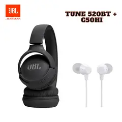 JBL - Super Combo C50HI Cable Blanco + TUNE 520BT Plegable Negro