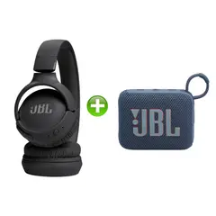 JBL - Combo especial Go4 hasta 7 hras. Azul y Tune 520BT plegable Negro