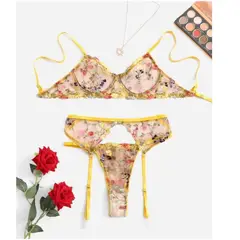 GENERICO - Conjunto de Lencería con Encaje Bordado Sexy