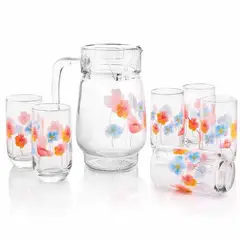 GENERICO - Jarra con vaso juego de 6 vasos y jarra con diseño