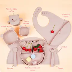 GENERICO - SET DE ALIMENTACIÓN COMPLEMENTARIA - COLOR ROSA PASTEL