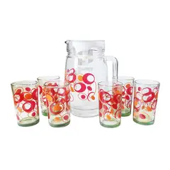 GENERICO - Jarra con vaso juego de 6 vasos y jarra con diseño