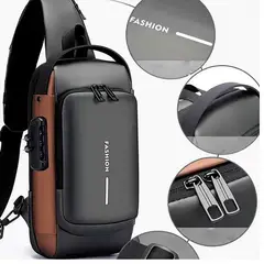 ITELSISTEM - Morral Antirrobo Impermeable Usb Pechera Hombre clave -beis