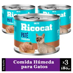 RICOCAT - Pack x3 Paté para Gato Adulto Esterilizado 180gr