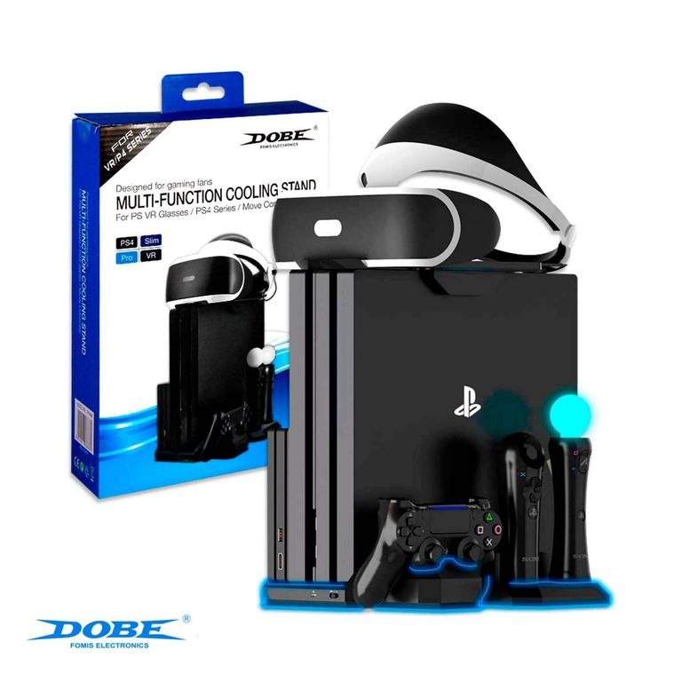 Base 3 En 1 Cargador Stand Ventilador Para Ps4 Fat Slim Pro