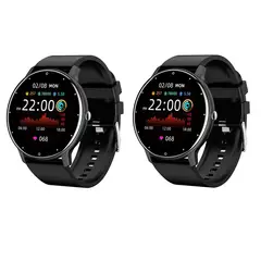 LIGE - Smartwatch Reloj Inteligente Bluetooth ZL02D Juego de 2 Negro+Negro