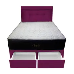 BARAKA HOME - Dormitorio Pocket Vip + 2 Caj. 2 Plz + Cabecera + Cojin - Purpura