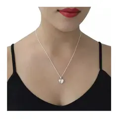 OEM - Collar Mujer Corazón Bombeado Fino Acero Inoxidable x Cumpleaños