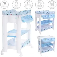 EBABY - Bañera Cambiador Natiel AZUL BALLENA