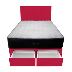 BARAKA HOME - Dormitorio Pocket Vip + 2 Cajones 1.5 Plz + Cabecera - Rojo