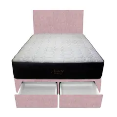 BARAKA HOME - Dormitorio Pocket Vip + 2 Cajones 1.5 Plz + Cabecera - Rosado