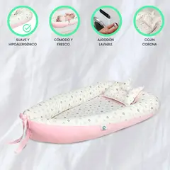 CUZKA - Nido Colecho para Bebé «QUEEN» Osos Pink