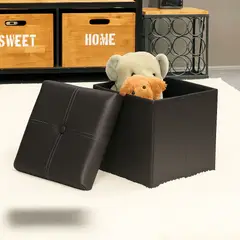 GENERICO - Taburete Puff Baul reposapiés asiento acolchado 30x30 GRIS