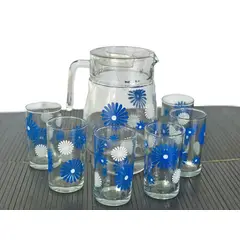 GENERICO - Jarra con vaso juego de 6 vasos y jarra con diseño