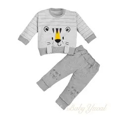 BABY YUVAL - Conjunto de Bebé en Fresh Terry Algodón Tigre Gris