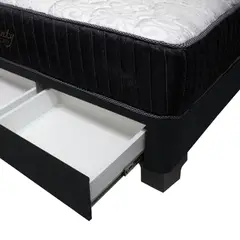 BARAKA HOME - Dormitorio Pocket Vip + 2 Cajones 2 Plz + Cabecera - Negro