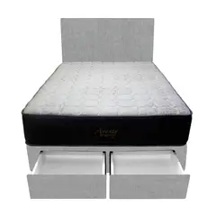 BARAKA HOME - Dormitorio Pocket Vip + 2 Cajones 2 Plz + Cabecera - Gris Claro