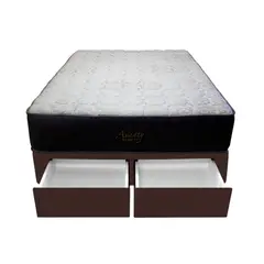 BARAKA HOME - Cama Pocket Vip + 2 Cajones 2 Plz + 2 almohadas - Chocolate