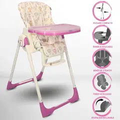 EBABY - Silla de Comer Nelly Pegable Rosado
