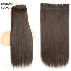 GENERICO - Extensiones de Cabello Largo 55cm Castaño Claro Clips Genieka