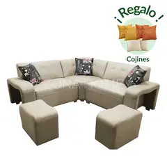 GENERICO - Sofá Seccional Los Ángeles 3 Cuerpos en L - Beige