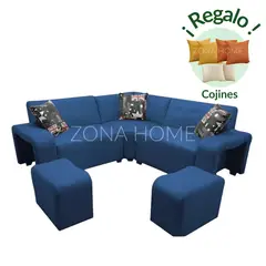 GENERICO - Sofá Seccional Los Ángeles 3 Cuerpos en L - Azul