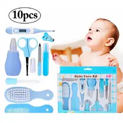 GENERICO - Set Baby Higiene para Bebes Cortauñas 10 Piezas Celeste