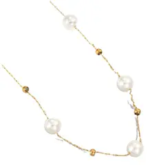 VATYERTY - Elegante Collar De Perlas De Imitación Barrocas Chapado En Oro 18 pcs