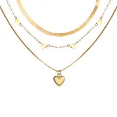 VATYERTY - Collar de 3 cadenas con dijes en forma de corazón