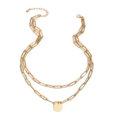 VATYERTY - Collar con colgante redondo de doble capa