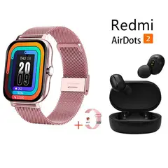 XIAOMI - Reloj inteligente rosa de 183 pulgadas + combo Redmi AirDots2