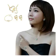 GENERICO - Pack Joyas Two Hearts Aretes Collar y Pulsera Regalo Mamá Genieka