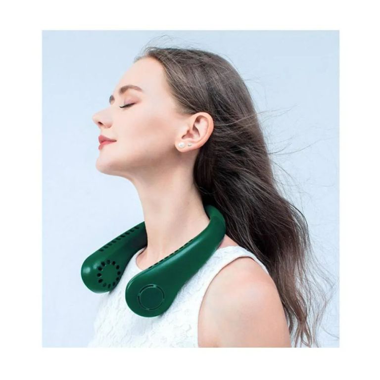 Ventilador de Cuello Recargable Portátil Ajustable USB Turquesa