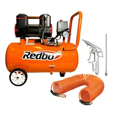 REDBO - Compresora silenciosa 25L manguera 15m y pistola para sopletear