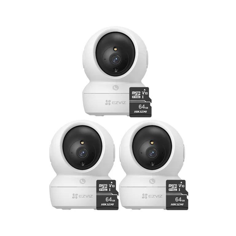 Kit de 3 cámaras seguridad full hd para interiores H6C-Pro-2MP + 64SD