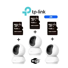 TP LINK - Kit de 3 Cámaras de seguridad Tapo C210 2K + Micro SD128GB -TpLink