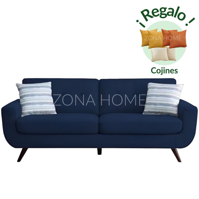 Sofá 3 Cuerpos San Marcos - Azul + Cojines de Regalo
