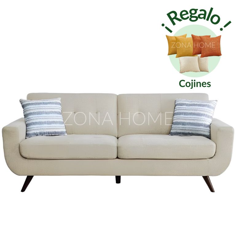 Sofá 3 Cuerpos San Marcos - Beige + Cojines de Regalo