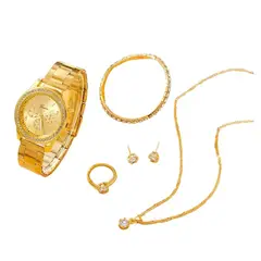 GENEVA - Pack 6 Piezas Reloj Mujer Anillo Aretes Pulsera Collar Regalo Mamá_.