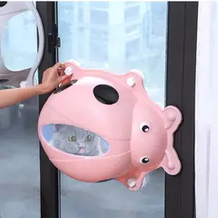 GENERICO - Cama elevada para gato para montar en ventanas - rosado.