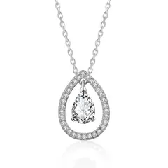 LA TIENDA 88 JOYAS Y ACCESORIOS - La Tienda 88 - Collar Mujer Gota de Cristal Bañado Oro de 18k - Blanco