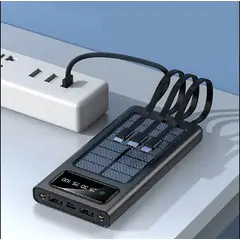 GENERICO - Batería Externa Solar Powerbank 18000 mAh 4 Cables Aire Libre