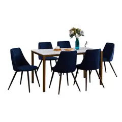 CENTRAL DECCO - COMEDOR 6 SILLAS AMBERE AZUL NOCHE