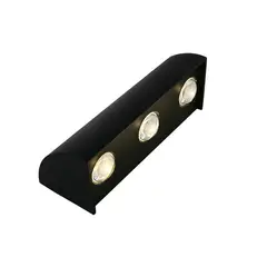 MMDH - Luz Led Foco Aplique Exterior Pared 3 Led Luz cálida CLA296 Negro