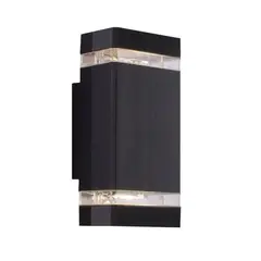 MMDH - Aplique LED cuadrado GU10 cálido para exteriores PEA299 Negro Mate